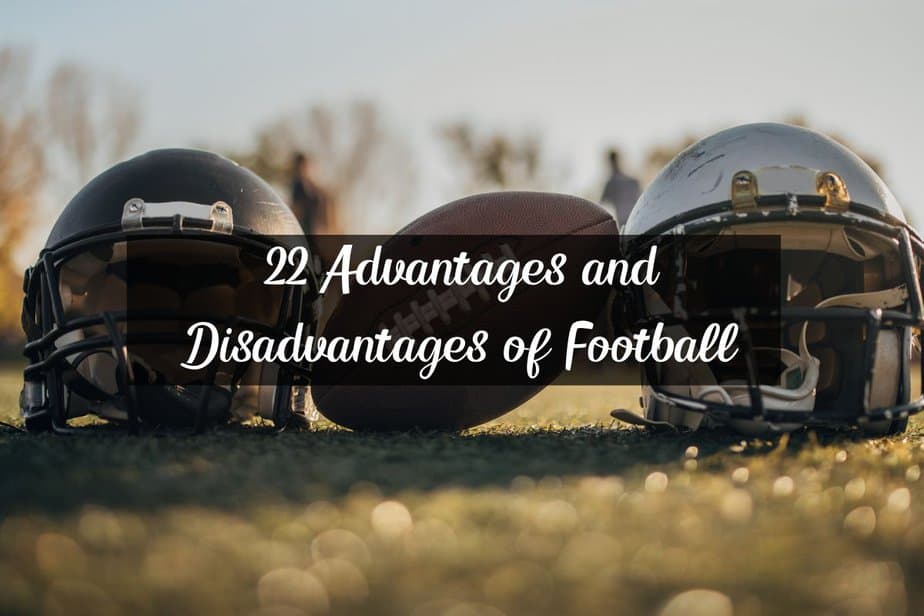 A football between two football helmets symbolizing the advantages and disadvantages of football